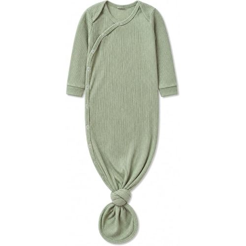 Copper Pearl Baby Gown - Knotted Newborn Sleepers for Baby Boy and Girl, Soft Stretchy Long Sleeve Infant Gowns with Bottom Tie and Hand Mittens, Perfect Hospital Coming Home Outfit (Clover)