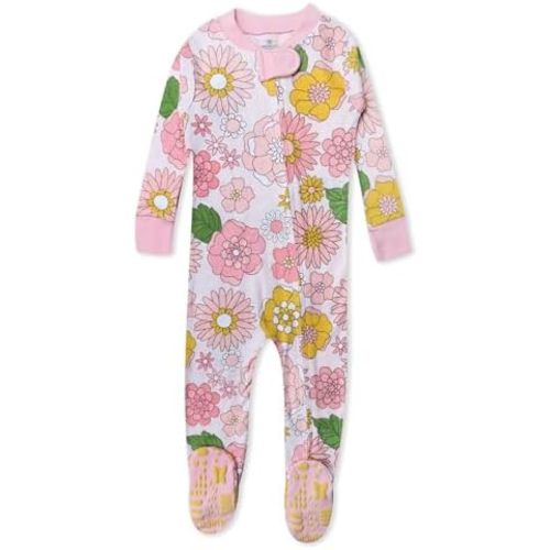 HonestBaby baby-girls Non-slip Footed Pajamas One-piece Sleeper Zip-front Pjs 100% Organic Cotton for Baby Girls