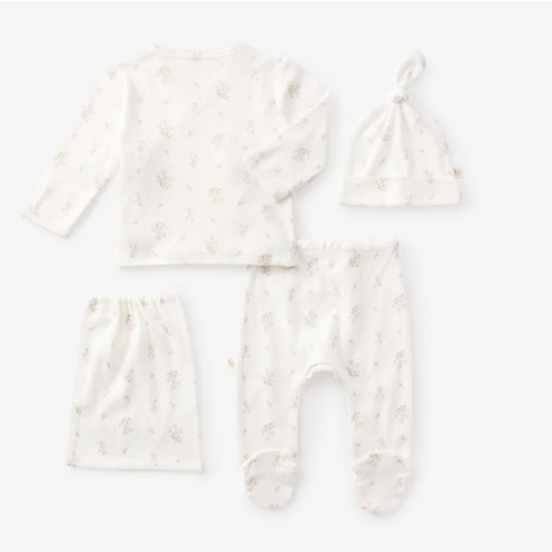 Folklore Floral Organic Cotton Pointelle Layette 3PC Set – Elegant Baby