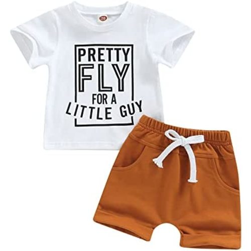 allshope Toddler Baby Boy Summer Outfit Short Sleeve T Shirt Top Casual Shorts Set Infant Newborn Clothes 6 12 18 24 Month 2T