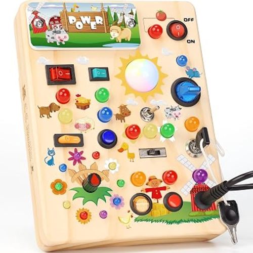 RichBoy Busy Boards, Lights Switch-Style, Wooden, 37-in-1, Medium