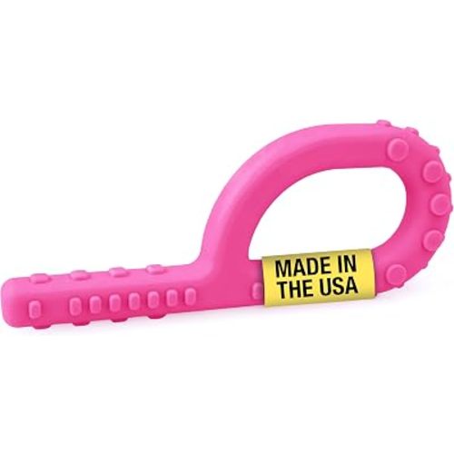 ARK Textured Grabber Sensory Chew, Sensory Toys for Kids and Adults, Chewy Fidget for Autism, ADHD, SPD, Anxiety, Medical-Grade Oral Motor Therapy Tools, XT, Firm, Hot Pink