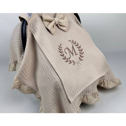 Personalized Car Seat Cover Baby Girl & Boy | Handmade Beige Carseat Canopy | Peekaboo Mesh Window - Etsy