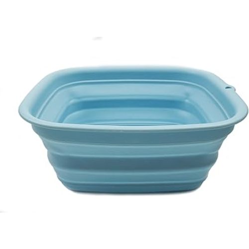 SAMMART 7.7L (2 Gallon) Collapsible Tub - Foldable Dish Tub - Portable Washing Basin - Space Saving Plastic Washtub (Sea Angel, S)