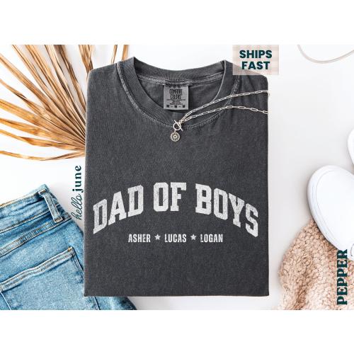 Dad of Boys Dad Shirt With Kids Names Boy Dad Tshirt Personalized Dad shirt with Kids Name Dad Gift from Son Dad Gift from Kids Dad T Shirt