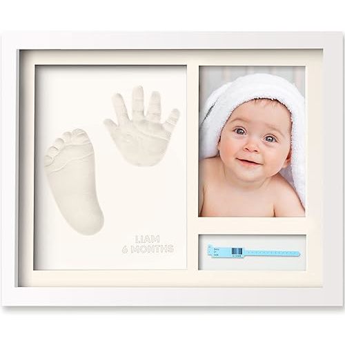 KeaBabies Kit d'empreintes de pieds de bébé – Cadre photo personnalisé pour chambre d'enfant, cadeau de nouvelle maman et de fête prénatale pour garçons et filles (blanc alpin)