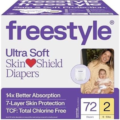 Free~Style TCF Diapers Total Chlorine Free Hyper Absorbent Ultra Soft (Size 2, 72 Count)