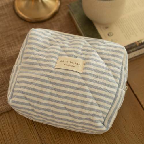 Organic cotton quilted pouch - Striped collection