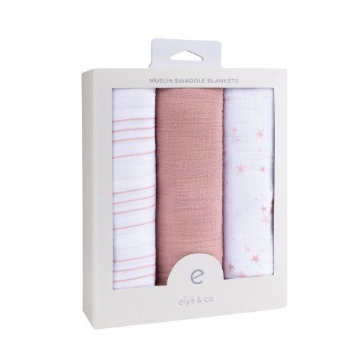 Ely's & Co. Cotton Muslin Swaddle Blanket - 3 Pack - 42"x42"