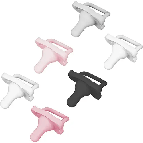 Dr. Brown's HappyPaci 100% Silicone, Newborn Baby Pacifiers 0-6 Months, BPA Free, White, Pink, Light Pink, Cool Gray, and Black, 6 Pack