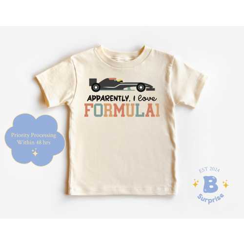 Apparently I Love Formula 1 Toddler Shirt - Boho Race Car Kids Tee & Natural T-Shirt