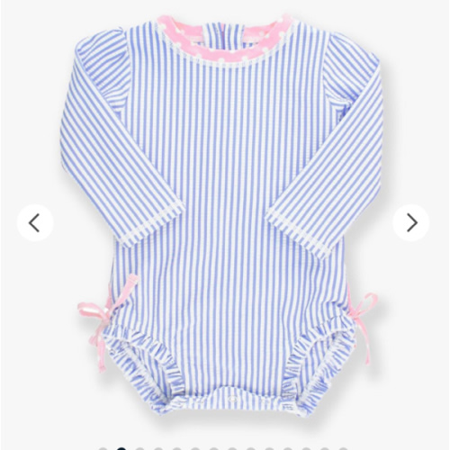 Seersucker Long Sleeve Rash Guard One Piece | RuffleButts & RuggedButts