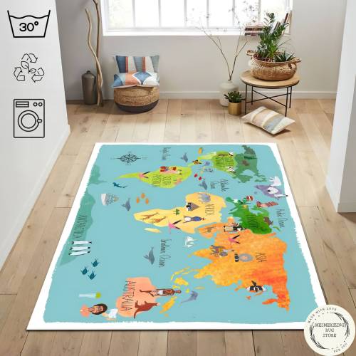 World Map Kids Rug: 2.6 x 3.3