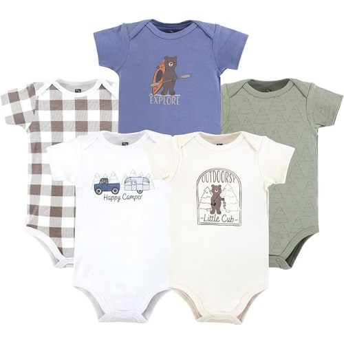 Hudson Baby Unisex Baby Cotton Bodysuits 5-pack