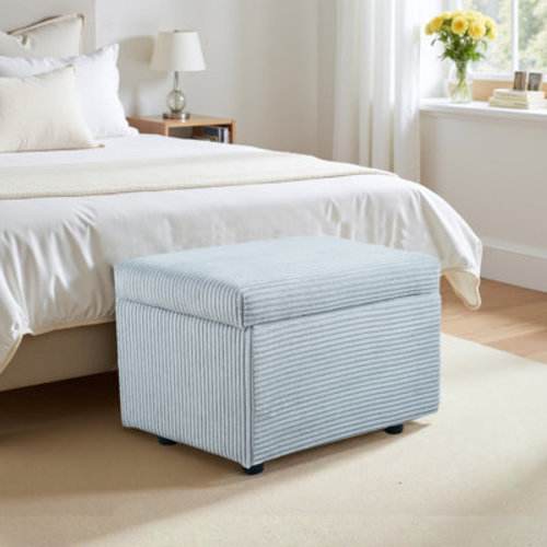 Ebern Designs 24.8" Corduroy Storage Ottoman With Flip-Top Lid, Upholstered Small Bench For Entryway, Bedroom, Or Living Room | Wayfair