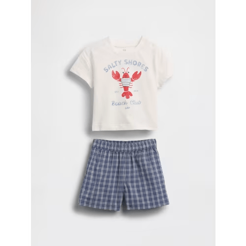 Baby Lobster Graphic T-Shirt & Plaid Short Set