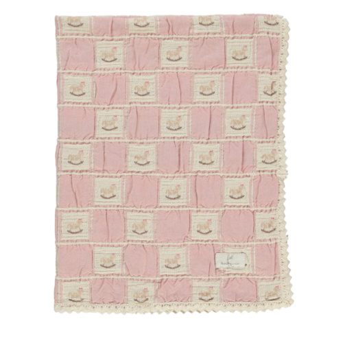 Blush Rocking Horse Patchwork Blanket – Cozy Baby Blanket