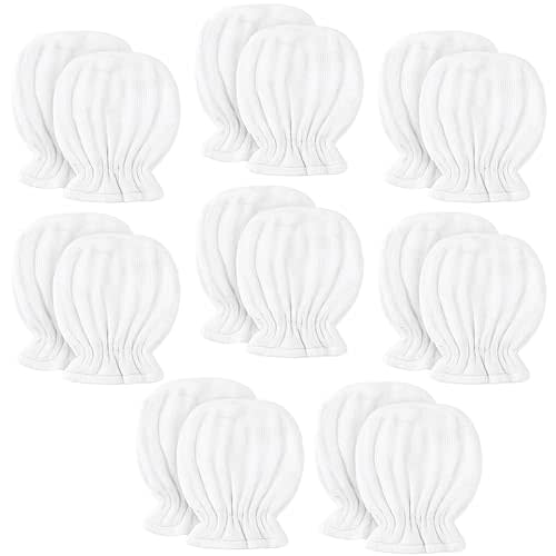 Jeere 8 Pairs Newborn Baby Muslin Mittens 0-6 Months No Scratch Elastic Wrist Soft Breathable Gloves Bulk Cotton for Infant