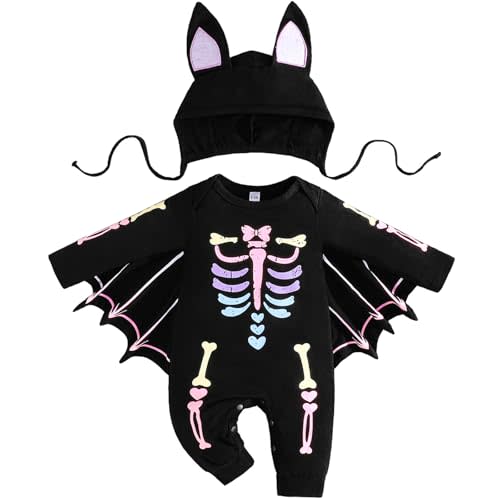Winmany Newborn Baby Boys Girls Halloween Costumes with Hat 2PCS My 1st Halloween Jumpsuit Infant Cosplay Bat Romper Clothes