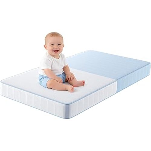 TeQsli Crib Mattress, Breathable Memory Foam Toddler Mattress, with Removable Machine Washable Cover, Fits Standard Baby & Toddler Bed (52" x27.6" x4.5")
