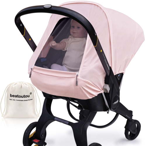 Summer Baby Car Seat Cover Compatible with Doona Car Seat and Stroller,Breathable Sunproof Car Seat Canopy for Girls,Suitable for Spring/Summer/Autumn Use (Pink)