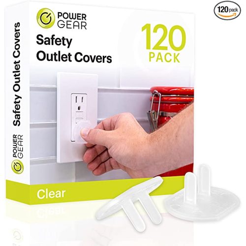Power Gear Outlet Covers Baby Proofing Child Proof Plug Covers for Electrical Outlets Easy Install Outlet Plug Covers UL Listed Shock Prevention Clear 54614 120 Count