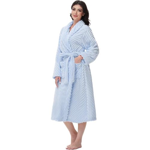 Yurhap Premium Robes for Women Ultra Soft Cozy Fleece Womens Robe Plush Long Bathrobe