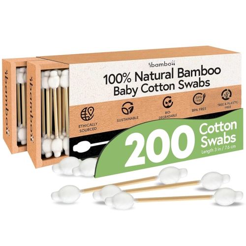 100% Bamboo Cotton Swabs for Ears (200-Pack) - Perfect for Baby & Personal Care | Double-Tipped Ear Swabs Cotton for Makeup & Cleaning | FSC Certified & Hypoallergenic, Made for All Ages & Pets
