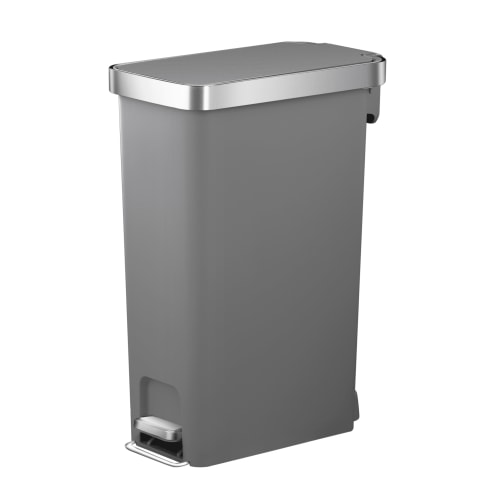 Better Homes & Gardens Slim Kitchen Trash Can, 10.5 Gallon Plastic Step Garbage Bin with Soft Close Lid, Gray