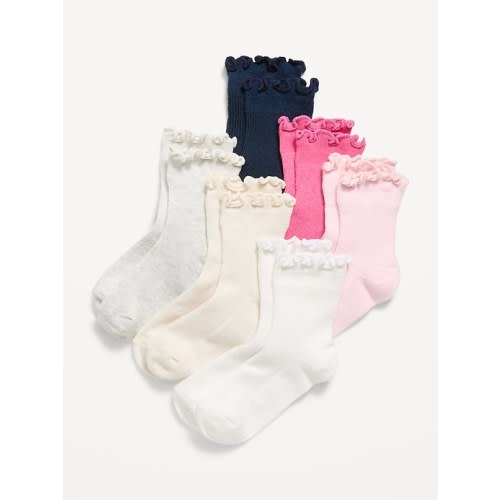 Ruffle-Cuff Crew Socks 6-Pack