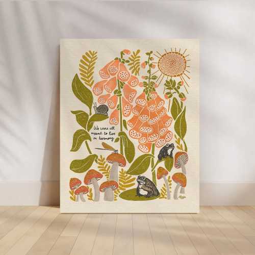 Frogs & Foxglove in a magical forest art print