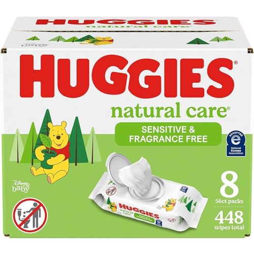 Huggies Natural Care Sensitive Baby Wipes, Unscented, Hypoallergenic, 6 Flip-Top Packs (288 Wipes Total)