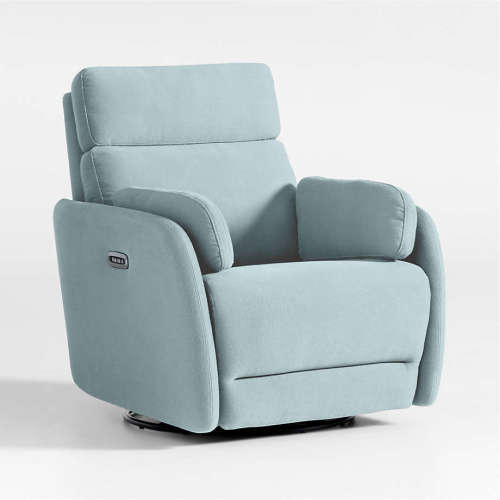 Owen Morning Surf Blue Nursery Electronic Power Recliner with Night Light