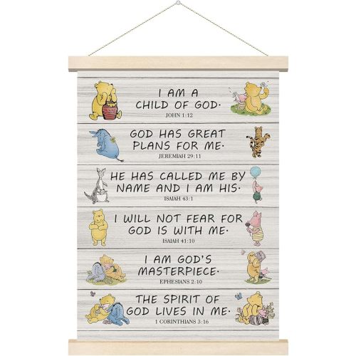 Tillfuru Inspirational Winnie Wall Art Hanger, Bible Verses for Kids, Christian Religious Wall Art Gifts, Classic Winnie Wall Decor, for Nursery Classrooms Bedroom Living Rooms 12x16 Inch