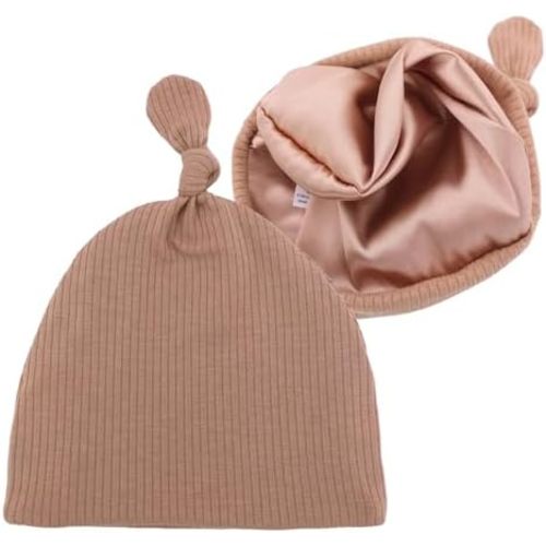 Silky Satin Lined Newborn Hat Hair Care Knot Beanie Hats for Infant Baby Boys Girls Caps 0-6 Months