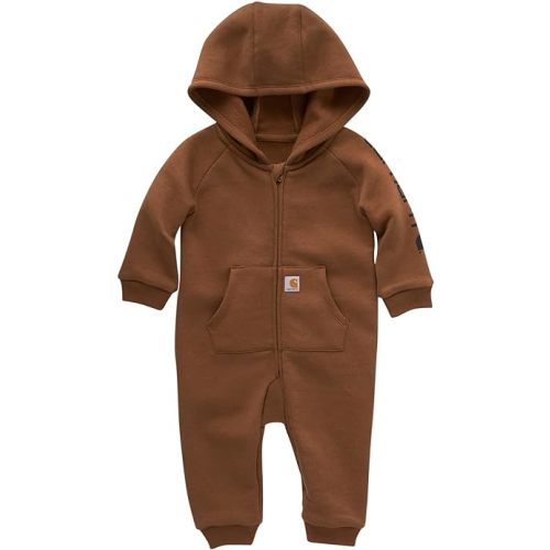 Carhartt baby-boys Long-sleeve Hooded Zip-up Footless Jumpsuit One-piece Hoodie