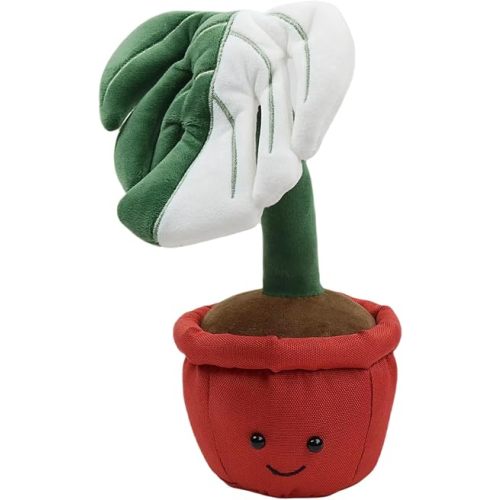 10inch Adorable Monstera Plush Amuseable Monstera Deliciosa Plushies Soft Stuffed Plant Doll Smile Face Potted Plant Doll for Home Decoration