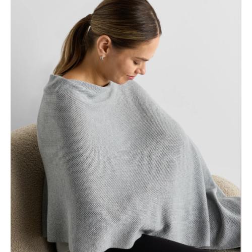 Lightweight Cotton Cashmere Nursing Shawl in Heather Grey
