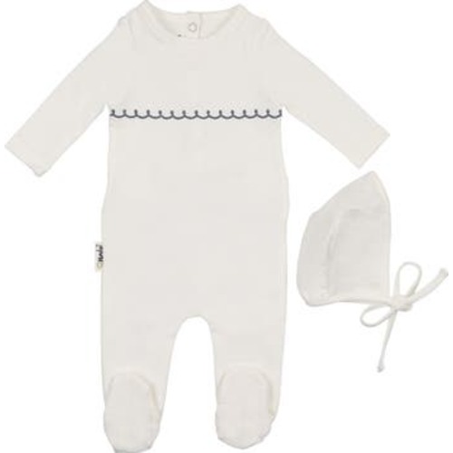 Embroidered Yoke Footie & Hat Set, 6M