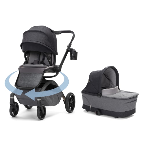 Tana 360° Rotating Modular Stroller with Carriage Accessory in Onyx Heritage - Kindred Collection – Maxi-Cosi