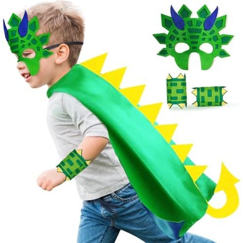 iROLEWIN Dinosaur-Costume for Kids Dragon Cape Mask as Boys Girls Dino Dress-Up Clothes for Play Toys Birthday Party Gifts