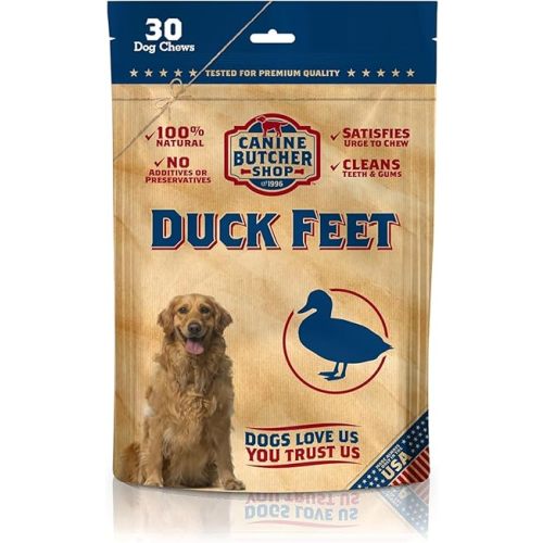 Duck Feet for Dogs (Pack of 30), Raised & Made in USA Dehydrated Duck Feet, All-Natural Dog Chews, Treats, Snacks