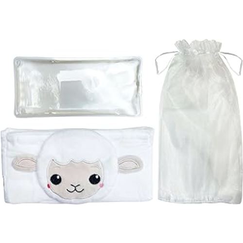 Colic Relief for Newborns – Gas Relief Set with Belly Band, Gel Pack, Storage Bag – Soothing Calming Warm or Cold Compression Baby Belly Belt (Lamb Gel Pack)