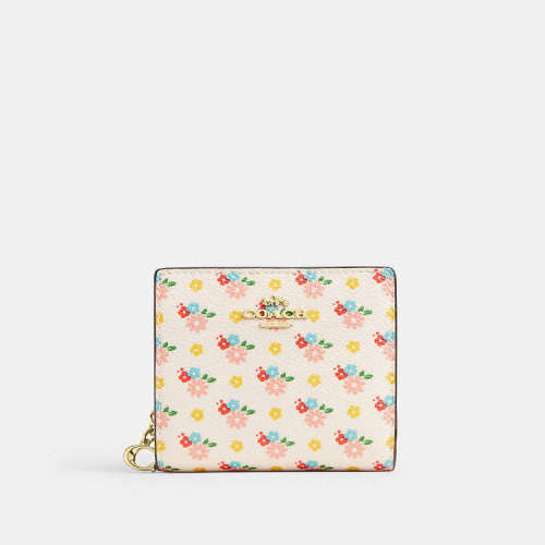 Snap Wallet With Floral Print And Charm