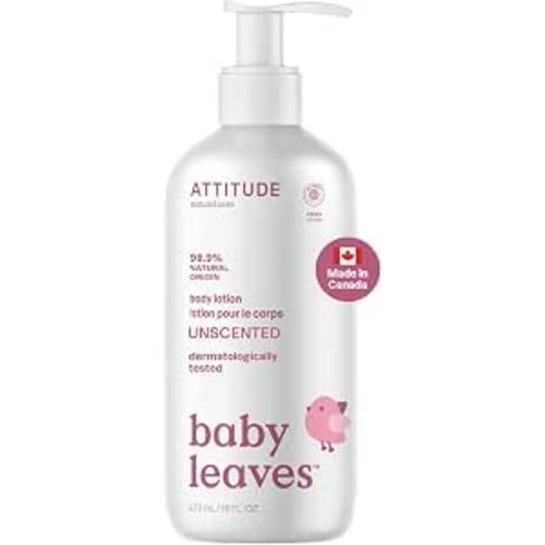 ATTITUDE Baby Lotion, Fragrance-Free Gentle Daily Hydration, Helps Keep Skin Soft & Smooth, EWG Verified, Dermatologically Tested, Vegan, Unscented, 473 mL