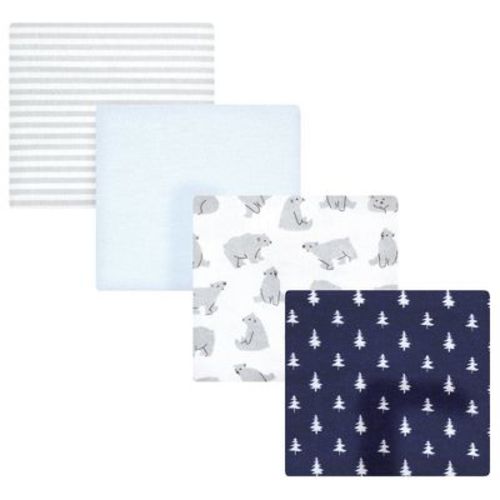 Luvable Friends Hudson Baby Flannel Receiving Blankets 4pk, Playful Bear