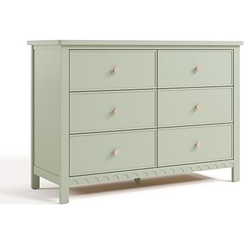 Graco Sasha 6 Drawer Dresser (Sage) – GREENGUARD Gold Certified, Wood Storage for Nursery or Kids’ Room, Safe Interlocking Drawer System & Easy Assembly with Pre-Installed Tracks