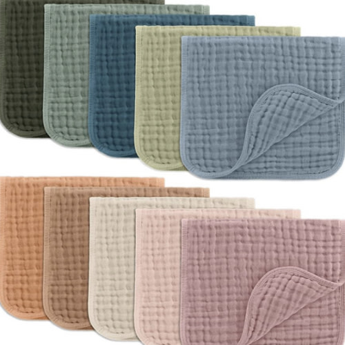 Comfy Cubs Muslin Burp Cloths 20" x 10", Pack of 10 - Large, 6-Layer, Ultra Absorbent 100% Cotton for Baby Drool and Messes - Soft, Safe & Gentle Baby Burp Cloths for Boys & Girls - Multi