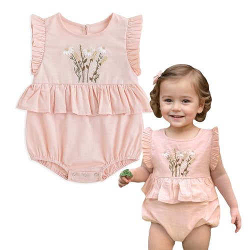 Simplee kids Baby Boys Girls Ruffle Romper Summer Outfit Jumpsuit Linen Bodysuits