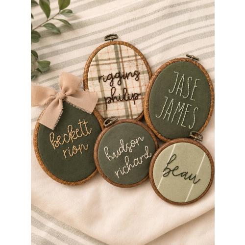 Handmade Embroidery Name Hoop/ Woodland Collection/ Baby Name Announcement/ Newborn Gift